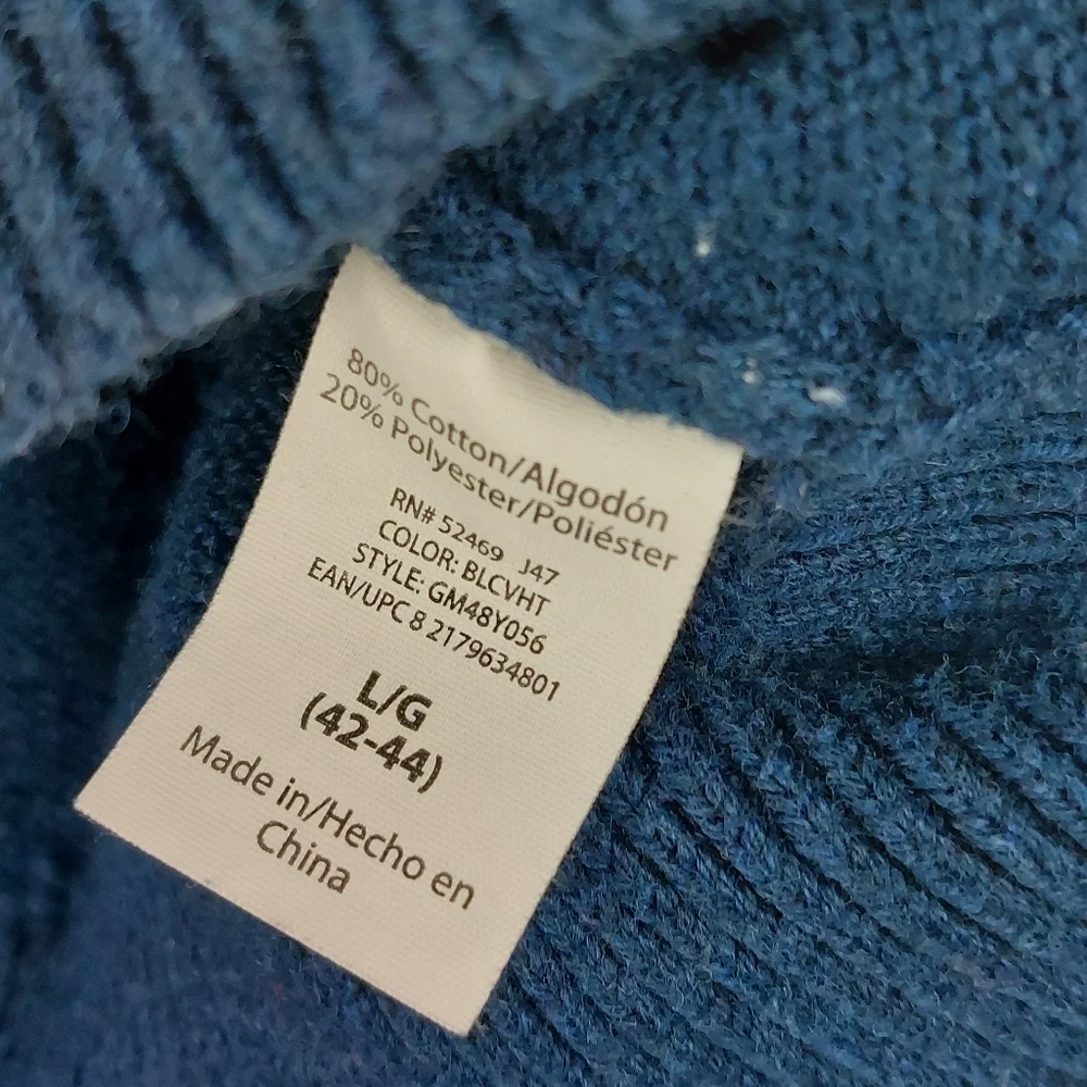 GEORGE MENS BLUE KNIT QUARTER ZIP PULLOVER COTTON BLEND SWEATER SIZE LARGE - Picture 4 of 8